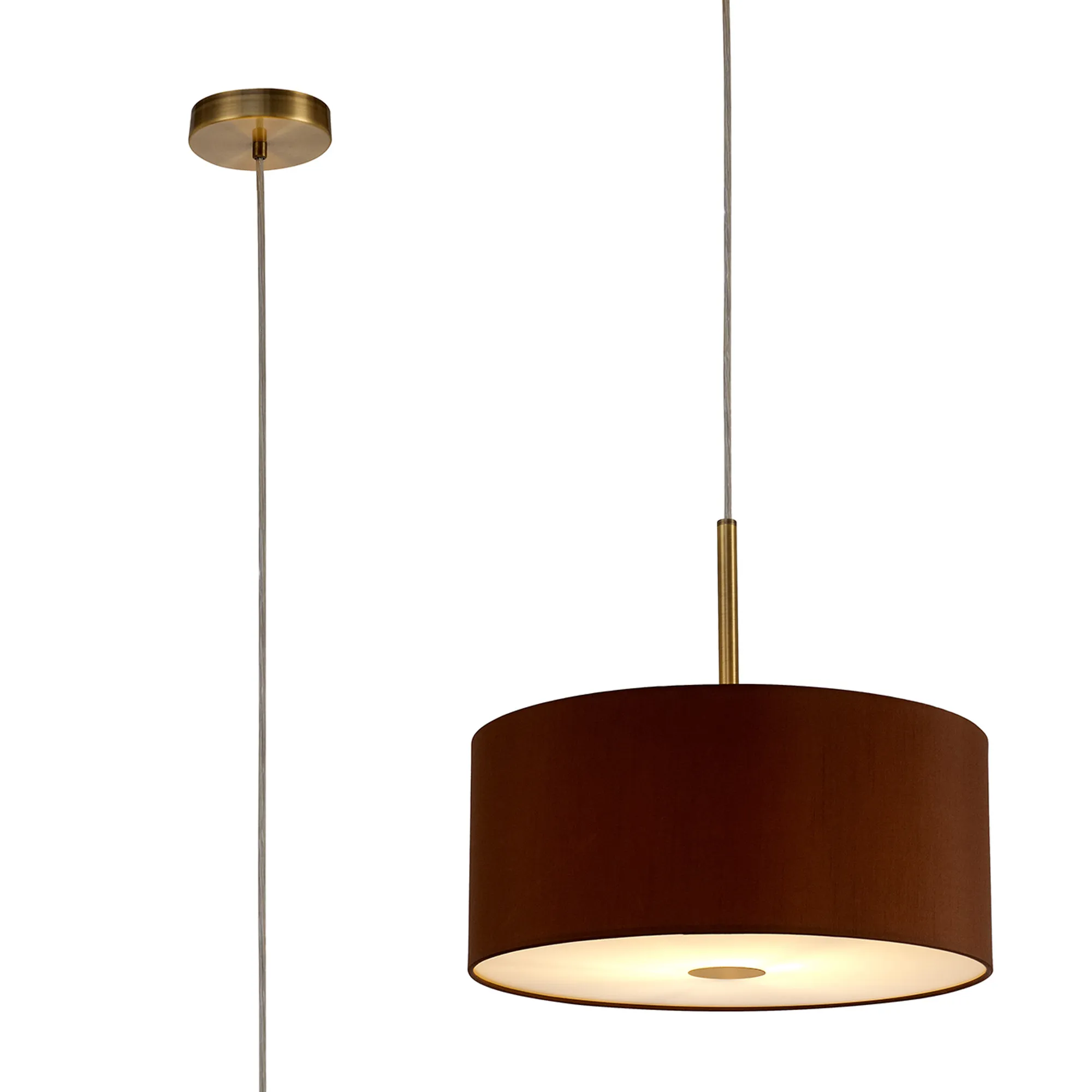 Baymont 40cm Pendant 1 Light Antique Brass, Raw Cocoa/Grecian Bronze, Frosted Diffuser DK0218  Deco Baymont AB RC